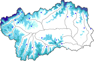 Hauter de neige + données de station automatiques (AWS) + données Modello 1 AINEVA (MOD1) au-dessus de 2000 m