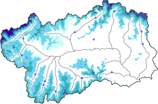 Altezza neve al suolo + dati stazioni automatiche (AWS) e Modelli 1 AINEVA (MOD1) sotto i 2000 m