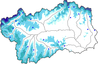 Hauter de neige + données de station automatiques (AWS) + données Modello 1 AINEVA (MOD1) au-dessus de 2000 m