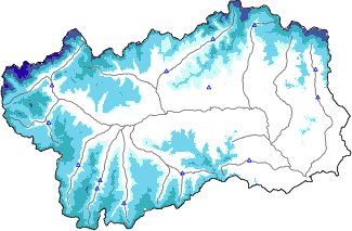 Snow depth + automatic weather station data (AWS) + Modello 1 AINEVA (MOD1) data below 2000 m