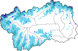 Hauter de neige + données de station automatiques (AWS) + données Modello 1 AINEVA (MOD1) au-dessus de 2000 m