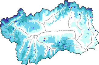 Altezza neve al suolo + dati stazioni automatiche (AWS) e Modelli 1 AINEVA (MOD1) oltre i 2000 m