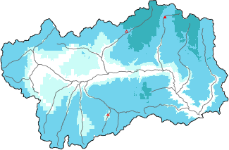 Neige fraîche dans les dernières 72h + données Modello 1 AINEVA (MOD1)