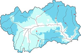 New snow in the last 24h + Modello 1 AINEVA (MOD1) data