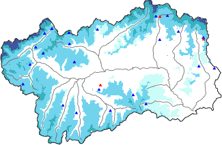 Hauter de neige + données de station automatiques (AWS) + données Modello 1 AINEVA (MOD1) au-dessus de 2000 m