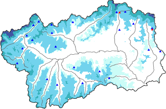 Altezza neve al suolo + dati stazioni automatiche (AWS) e Modelli 1 AINEVA (MOD1) oltre i 2000 m