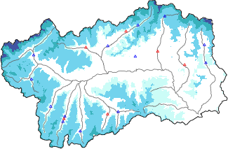 Hauter de neige + données de station automatiques (AWS) + données Modello 1 AINEVA (MOD1) au-dessous de 2000 m