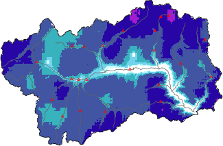 Neige fraîche dans les dernières 24h + données Modello 1 AINEVA (MOD1)