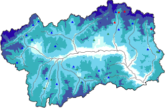 Altezza neve al suolo + dati stazioni automatiche (AWS) e Modelli 1 AINEVA (MOD1) oltre i 2000 m