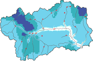 New snow in the last 24h + Modello 1 AINEVA (MOD1) data