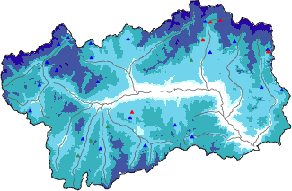 Altezza neve al suolo + dati stazioni automatiche (AWS) e Modelli 1 AINEVA (MOD1) oltre i 2000 m