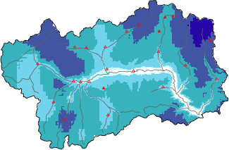 Neige fraîche dans les dernières 72h + données Modello 1 AINEVA (MOD1)