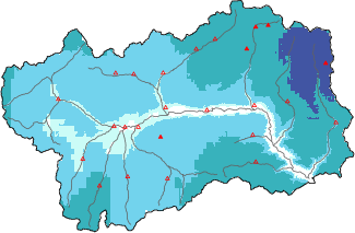 New snow in the last 72h + Modello 1 AINEVA (MOD1) data