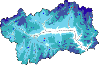 Hauter de neige + données de station automatiques (AWS) + données Modello 1 AINEVA (MOD1) au-dessus de 2000 m