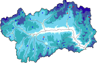 Altezza neve al suolo + dati stazioni automatiche (AWS) e Modelli 1 AINEVA (MOD1) oltre i 2000 m