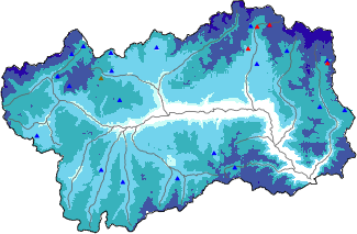 Altezza neve al suolo + dati stazioni automatiche (AWS) e Modelli 1 AINEVA (MOD1) oltre i 2000 m