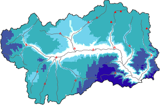 Neige fraîche dans les dernières 72h + données Modello 1 AINEVA (MOD1)