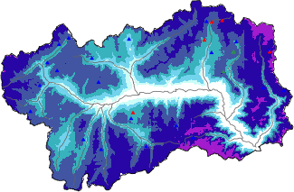 Hauter de neige + données de station automatiques (AWS) + données Modello 1 AINEVA (MOD1) au-dessus de 2000 m