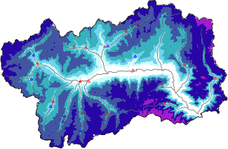 Altezza neve al suolo + dati stazioni automatiche (AWS) e Modelli 1 AINEVA (MOD1) sotto i 2000 m