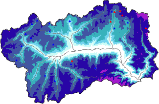 Altezza neve al suolo + dati stazioni automatiche (AWS) e Modelli 1 AINEVA (MOD1) oltre i 2000 m