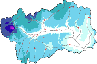 New snow in the last 72h + Modello 1 AINEVA (MOD1) data