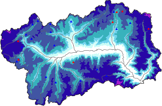 Hauter de neige + données de station automatiques (AWS) + données Modello 1 AINEVA (MOD1) au-dessus de 2000 m