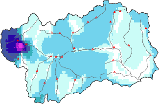 New snow in the last 24h + Modello 1 AINEVA (MOD1) data