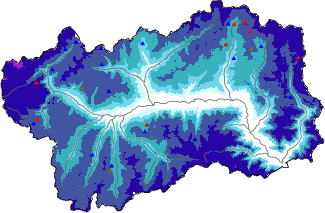 Hauter de neige + données de station automatiques (AWS) + données Modello 1 AINEVA (MOD1) au-dessus de 2000 m