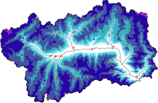 Hauter de neige + données de station automatiques (AWS) + données Modello 1 AINEVA (MOD1) au-dessous de 2000 m