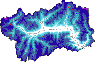 Hauter de neige + données de station automatiques (AWS) + données Modello 1 AINEVA (MOD1) au-dessus de 2000 m