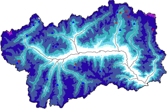 Altezza neve al suolo + dati stazioni automatiche (AWS) e Modelli 1 AINEVA (MOD1) oltre i 2000 m