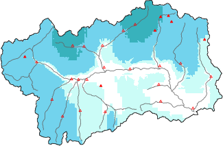 Neige fraîche dans les dernières 24h + données Modello 1 AINEVA (MOD1)