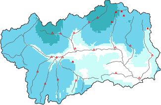 New snow in the last 72h + Modello 1 AINEVA (MOD1) data