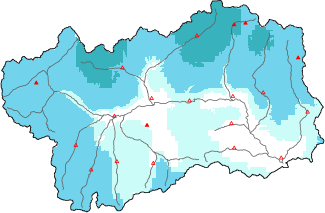 Neige fraîche dans les dernières 72h + données Modello 1 AINEVA (MOD1)