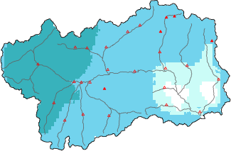 New snow in the last 24h + Modello 1 AINEVA (MOD1) data