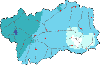 Neige fraîche dans les dernières 72h + données Modello 1 AINEVA (MOD1)