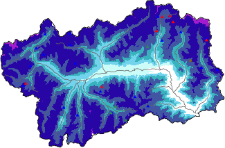 Hauter de neige + données de station automatiques (AWS) + données Modello 1 AINEVA (MOD1) au-dessus de 2000 m