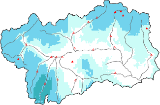 New snow in the last 24h + Modello 1 AINEVA (MOD1) data