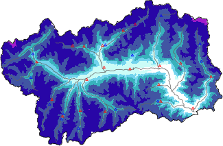 Hauter de neige + données de station automatiques (AWS) + données Modello 1 AINEVA (MOD1) au-dessous de 2000 m