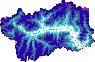 Altezza neve al suolo + dati stazioni automatiche (AWS) e Modelli 1 AINEVA (MOD1) oltre i 2000 m