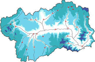 Neige fraîche dans les dernières 72h + données Modello 1 AINEVA (MOD1)