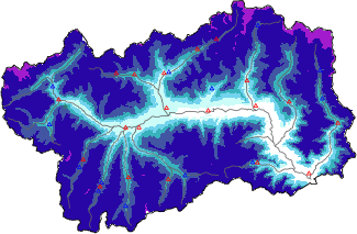 Hauter de neige + données de station automatiques (AWS) + données Modello 1 AINEVA (MOD1) au-dessous de 2000 m