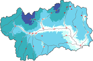 New snow in the last 24h + Modello 1 AINEVA (MOD1) data