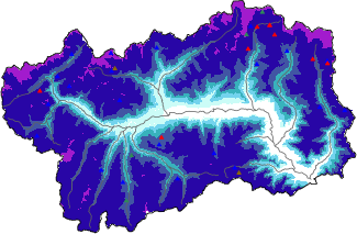 Snow depth + automatic weather station data (AWS) + Modello 1 AINEVA (MOD1) data above 2000 m