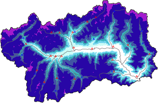 Altezza neve al suolo + dati stazioni automatiche (AWS) e Modelli 1 AINEVA (MOD1) sotto i 2000 m