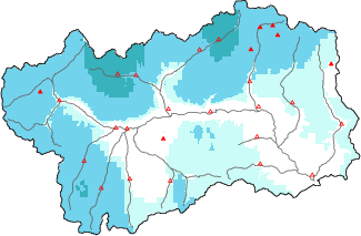 New snow in the last 24h + Modello 1 AINEVA (MOD1) data