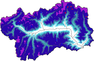 Snow depth + automatic weather station data (AWS) + Modello 1 AINEVA (MOD1) data above 2000 m