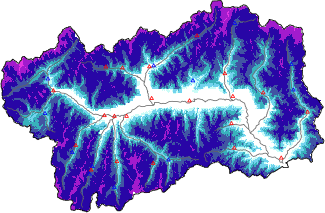 Hauter de neige + données de station automatiques (AWS) + données Modello 1 AINEVA (MOD1) au-dessous de 2000 m