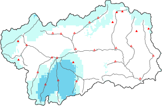 New snow in the last 72h + Modello 1 AINEVA (MOD1) data