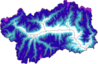 Snow depth + automatic weather station data (AWS) + Modello 1 AINEVA (MOD1) data above 2000 m